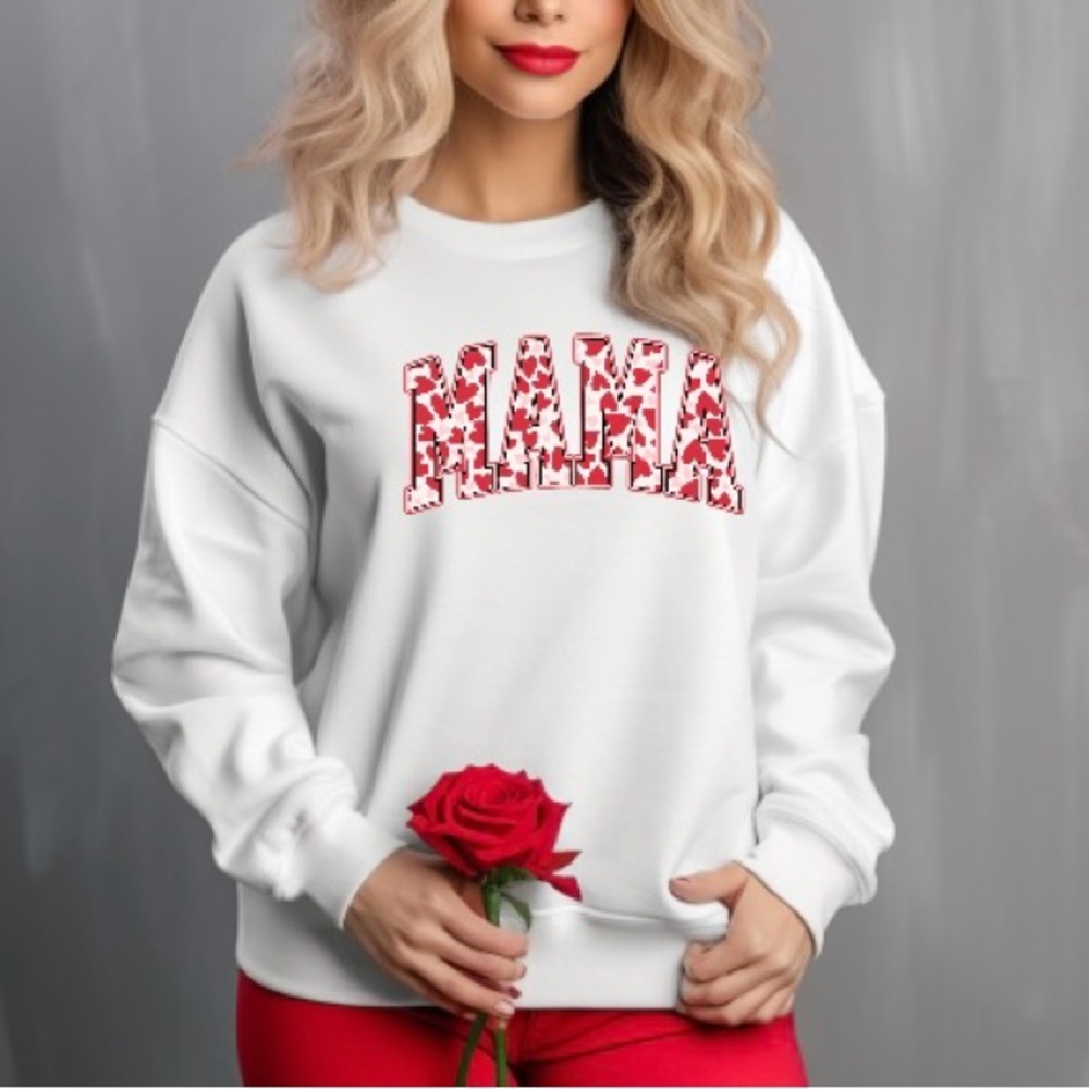MAMA Valentine White Graphic Sweatshirt 2X-3X